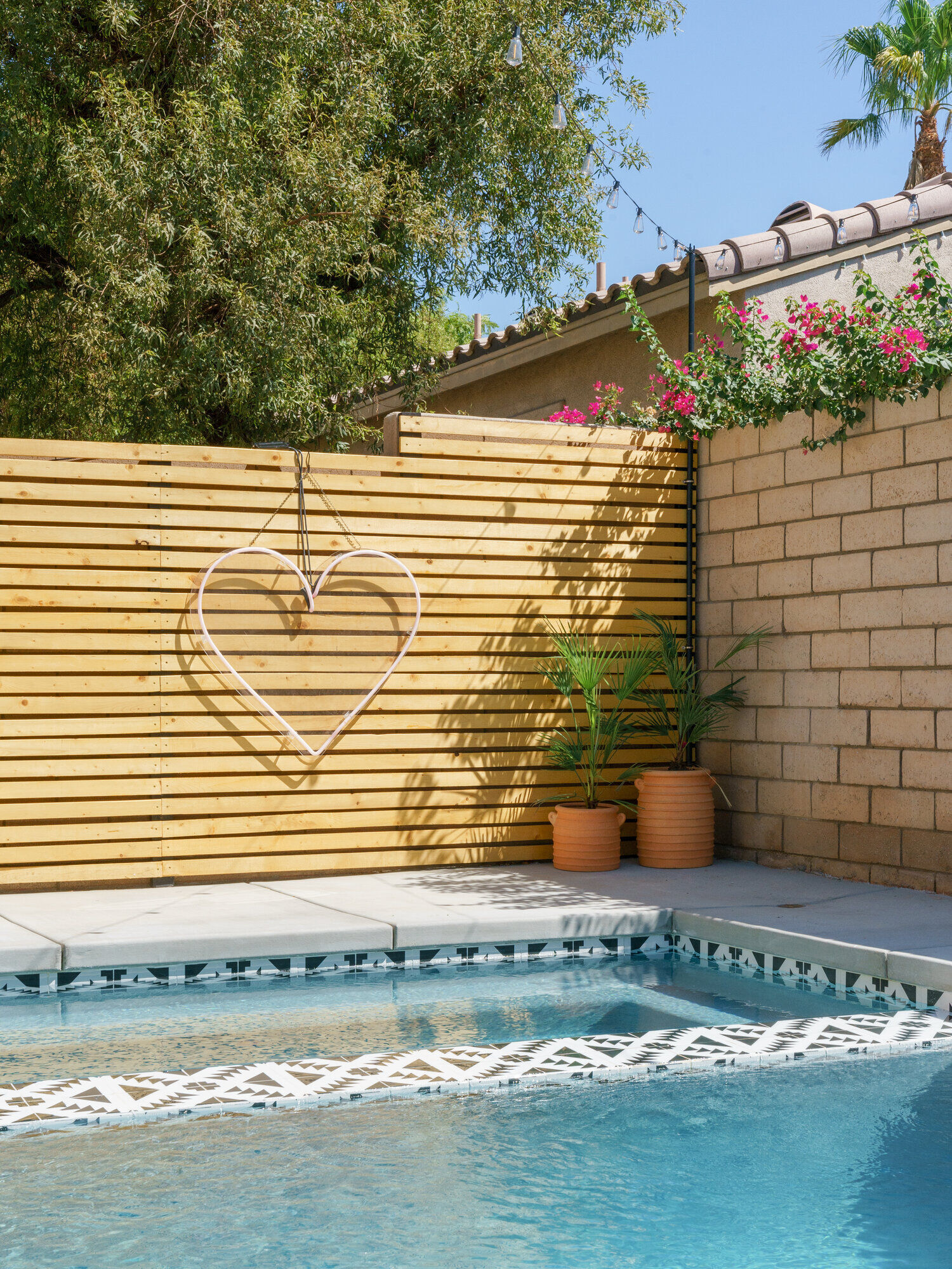 Terra Luz private pool surrounded by desert landscaping Indio CA